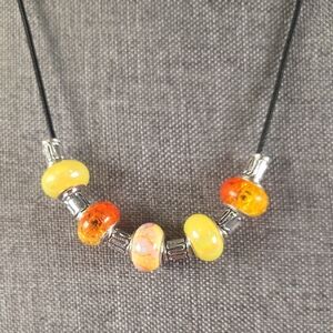 Elegant Yellow and Orange Beaded Necklace